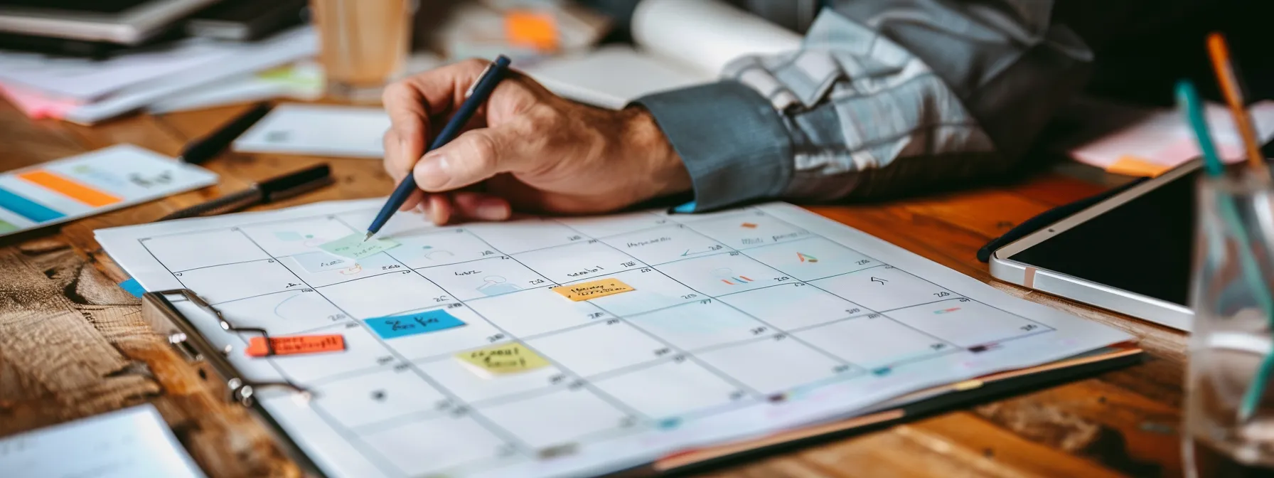 a bustling social media calendar filled with engaging and tailored content for a small business.