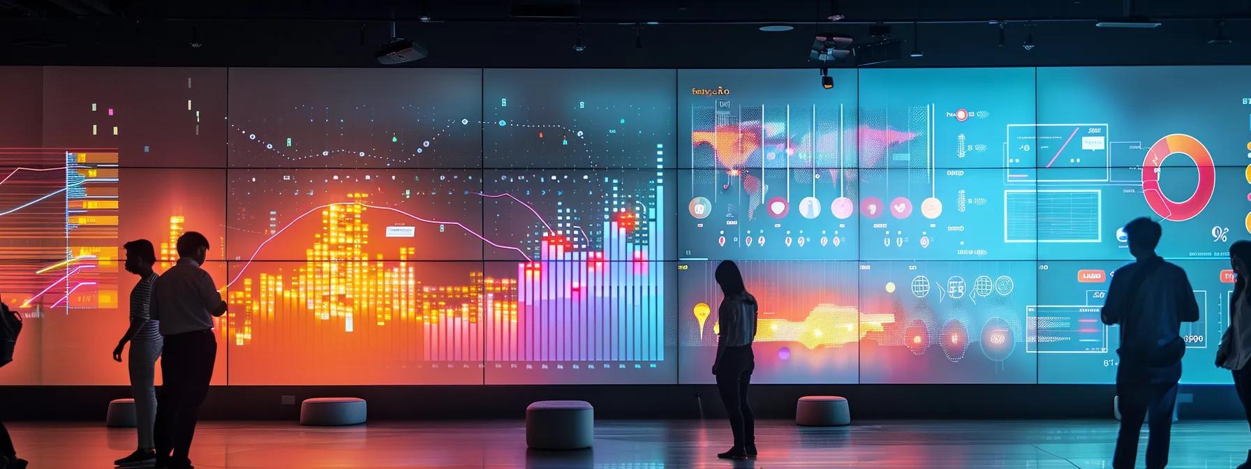 a vibrant digital landscape showcases an array of dynamic graphs and charts, symbolising the intricate metrics of social media engagement, illuminated by a soft, ambient light that highlights the data's significance in boosting brand awareness.