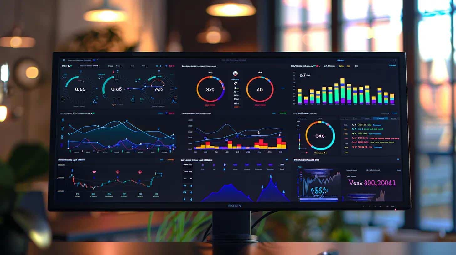 a vibrant social media dashboard displaying engaging content, eye-catching visuals, and interactive community metrics, illuminated by soft, ambient lighting, symbolising effective and affordable digital promotion strategies.